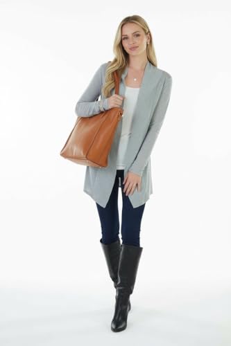 Image of ToBeInStyle Womens Open Front Long Sleeve Lightweight Asymmetrical Draped Cardigan with Side Pockets