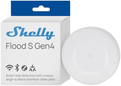 Shelly Flood S Gen4 – Mini Detector de Agua inalámbrico, Alarma S...