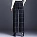 Wool Thicken Plaid Women Wide Leg Pants High Waist All-Match Loose Office Lady Straight Trousers Black