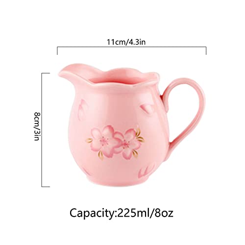 Cukiernica, pojemnik na przyprawy, ceramiczna miska na cukier, zestaw do serwowania kawy, dzbanek do śmietany - różowy dzbanek na mleko, różowy dzbanek na mleko + cukiernica, z pokrywką i dzbankiem na