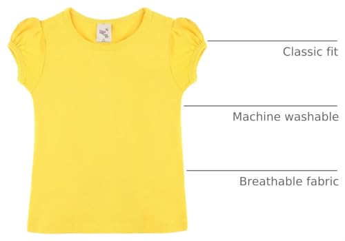 Image of Lilax Girls Short Puff Sleeve Cotton T-Shirt, Toddler & Little Girls Top | 95% Cotton Puff Sleeve Tee; Crewneck, Short Sleeve; Toddler & Girls Sizes 2T-12; for School, Play & Everyday; Machine Wash