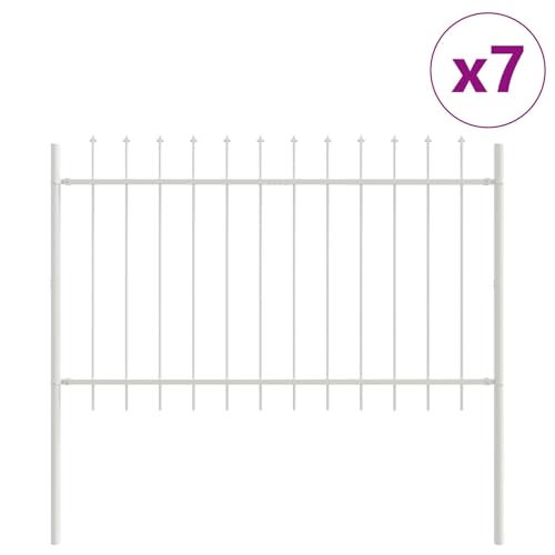 vidaXL Moderner weißer Zaunpaneel-Set aus 7 für Außensicherheit & Garten Schutz mit langlebiger Stahlkonstruktion und wetterfestem Barriere-Design für Zaunlösungen im Wohnbereich
