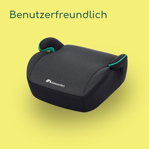 Bebeconfort Manga i-Safe, Kindersitzerhöhung, 6–12 Jahre, 128–150 cm, Folgekindersitz, Kompakt & Leicht (<1 kg), Einfache Gurtmontage, Gepolstert, Soft-Touch-Gewebe, Tinted Black