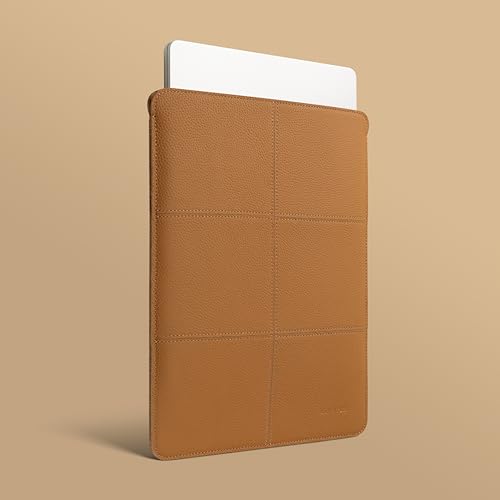 Comfyable Laptop Sleeve 13 Inch Precisely Compatible with MacBook Air M3 2024 M2 M1 2022-2018 & MacBook Pro M2 2022 M1 2020-2016, Not Fit Old Versioned MBA/MBP, Genuine Leather Protective Case Cover