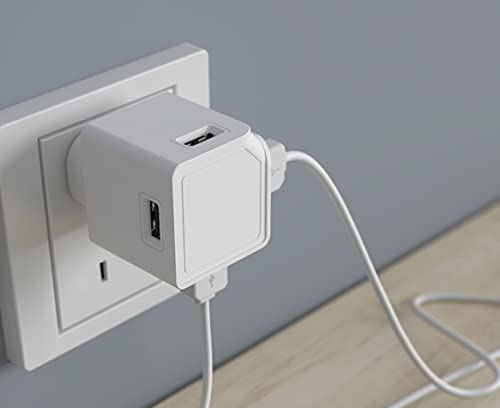 Allocacoc, USBCube Original, 4 Ports USB-A Wall Charger, Compatible with iPhone, Android Phones, Samsung, Google Pixel, Kindle and More, 18w, 5V, 3A max. White (Cable Not Included)