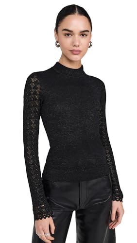 PAIGE Women's Stephanie Top, Black Sparkle, S