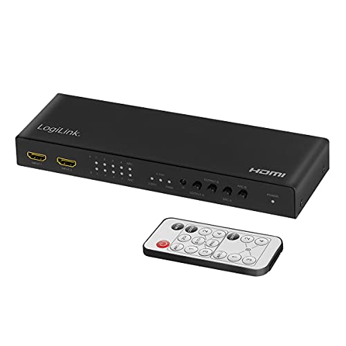 LogiLink HD0049 - HDMI-matrisbrytare, 4x2-port, 4K/60 Hz, skalare