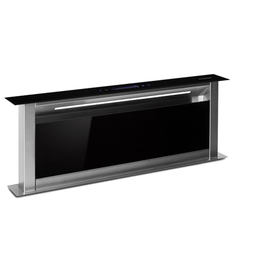 Klarstein Afzuigkap Downdraft, Inbouw Uitschuifbare Afzuigkap, Stille Afzuigkappen met Filter, 90 cm, Recirculatie/Afvoer met 10
