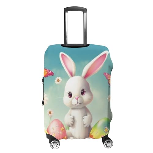 Easter Bunny with Eggs Luggage Cover, Elastic Luggage Protector Fits 19-32in Suitcases, Washable & Anti-Scratch Suitcase Cover for Men Women M4