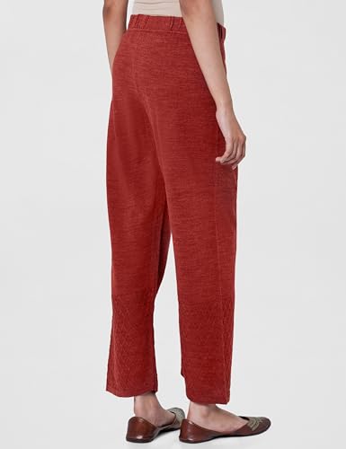 Image of Aurelia Women's Orange Ankle Length Straight Winter Palazzo