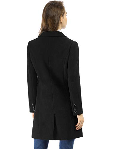 Allegra K Women's Winter Coat Elegant Notched Lapel Double Breasted Trench Coat X-Large Blacks #TOP4