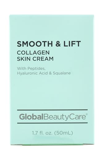 Global Beauty Care Smooth & Lift Collagen - Skin Cream wiith Peptides, Hyaluronic Acid & Squalane 1.7 fl oz 50ml