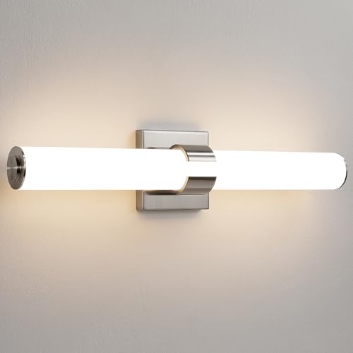 AIJIASI - Luces de tocador de níquel cepillado para baño de 22 pulgadas sobre espejo con pantalla acrílica de 18 W, iluminación LED moderna de 3000 K