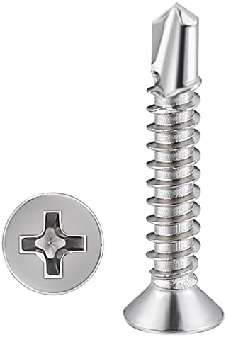 Wensilon（300pcs）#8×1”for Sheet Metal Self-Tapping Screws 410 Stainless Steel Flat Head High-Strength Quick self-Drilling Screws