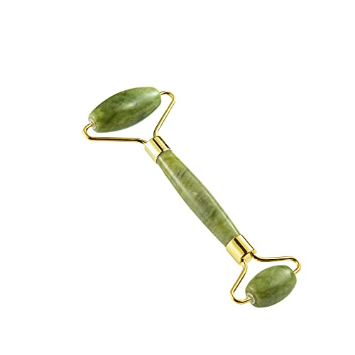 Jade roller eyebrow scraper 2-piece set, suitable for men and women, clean, skin care one-time purchase (green)