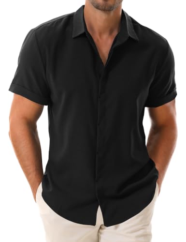 Men's Linen Short Sleeve Button Down Casual Beach Shirts - image 1