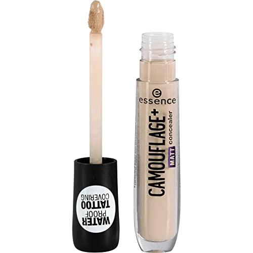Image of Essence CAMOUFLAGE+ MATT concealer 30 light honey, liquid concealer, light honey shade, waterproof, full coverage, matte finish, 5 ml