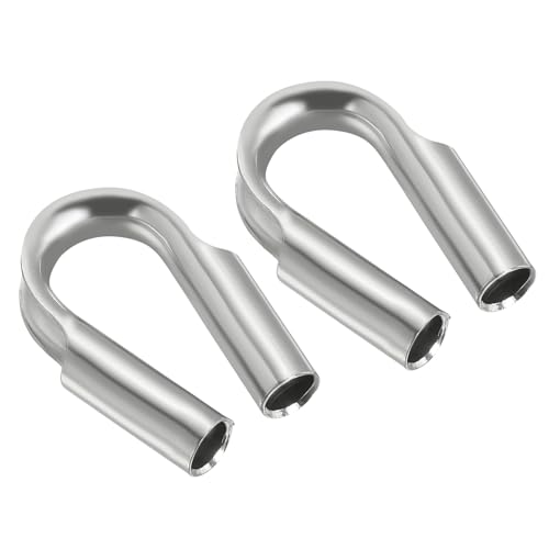 PATIKIL 1/4"/ 6mm Wire Rope Tube Thimble, 2 Pack 304 Stainless Steel Rope Thimbles for Towing Rigging, Silver