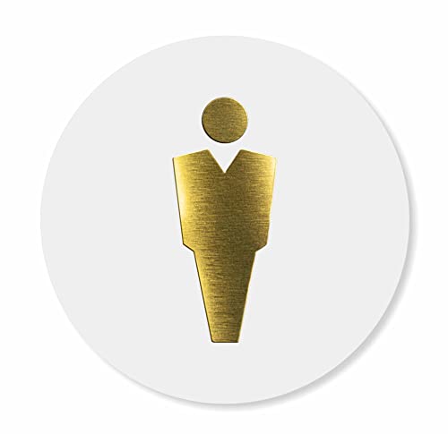 Sosenco Placa de inodoro para hombre de acrílico y laminados, placa de plástico para puerta de inodoro, placa de baño para hombre, señal de dirección para inodoro (dorado) Cover