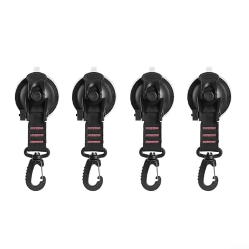 Anclaje portátil para tienda de campaña de coche con base de succión fuerte y gancho para acampar al aire libre, rojo, paquete de 4 (4 piezas)