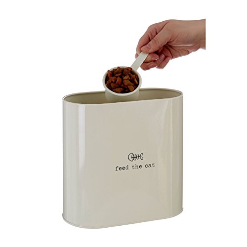 Premier Housewares Haustierfutter-Aufbewahrungsdose mit Löffel, Metall, cremefarben, 2.8 Litre