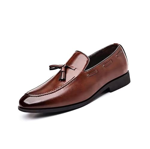 Men's Dress Loafers Oxfords Shoes Comfy Moccasin Slip-On Driving Flats with Tassels Formal Business Shoes