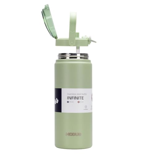Garrafa Térmica de Aço Inoxidável de Grande Capacidade com Canudo e Alça 1200ml (Verde)