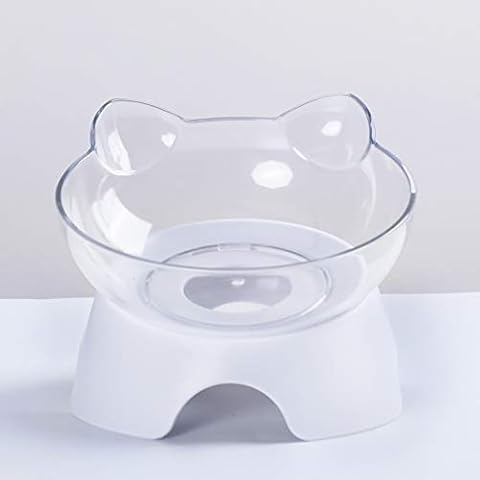 Sunnykud Double Cat Bowls 15°Tilted Platform Cat Feeding Bowl Anti-skid and Anti-spill Pet Feeder for Cats and Small Dogs Cover