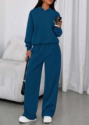 Image of PRETTYGARDEN Womens Sweatsuits 2 Piece Set 2026 Casual Winter Long Sleeve Hoodie Loose Wide Leg Sweatpants Fall Tracksuit