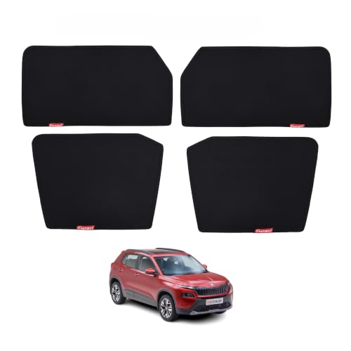 Image of Car Window Sun Shade for Skoda Kylaq, Set of 4, Black Mesh Fabric