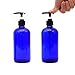 Youngever 6 Pack Empty Glass Pump Bottles, 2 Pack 16 Ounce and 4 Pack 8 Ounce Pump Bottles, Soap Dispenser, Refillable Containers (Blue)