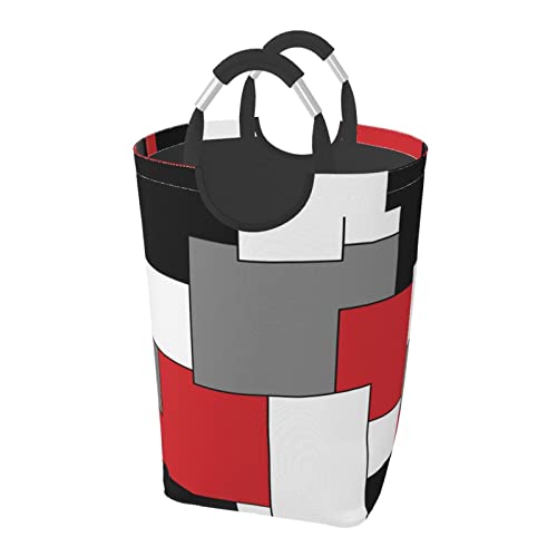 Duduho Red White Black Grey Geometry Laundry Basket With Handles Irregular Geometric Laundry Hamper Toys Storage Organizer Foldable Bucket Washing Bin Dirty Clothes Bag For Home Bathroom Bedroom Dorm #TOP1