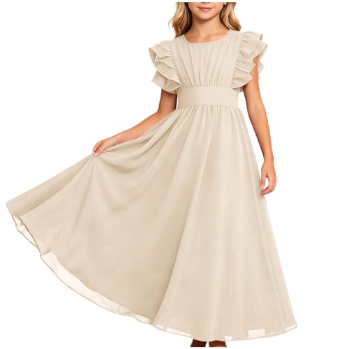 Girls Graduation Dress,Graduation Dress for Girls 0-13 Ruffle Sleeveless Pleated