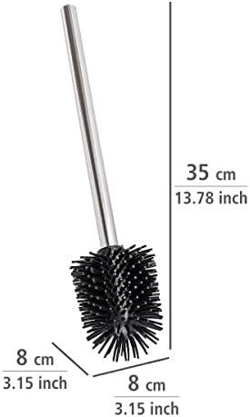 WENKO Stainless Steel Handle-Toilet Brush with Spare Silicone Head, Silver Shiny, Ø 8 x 35 cm