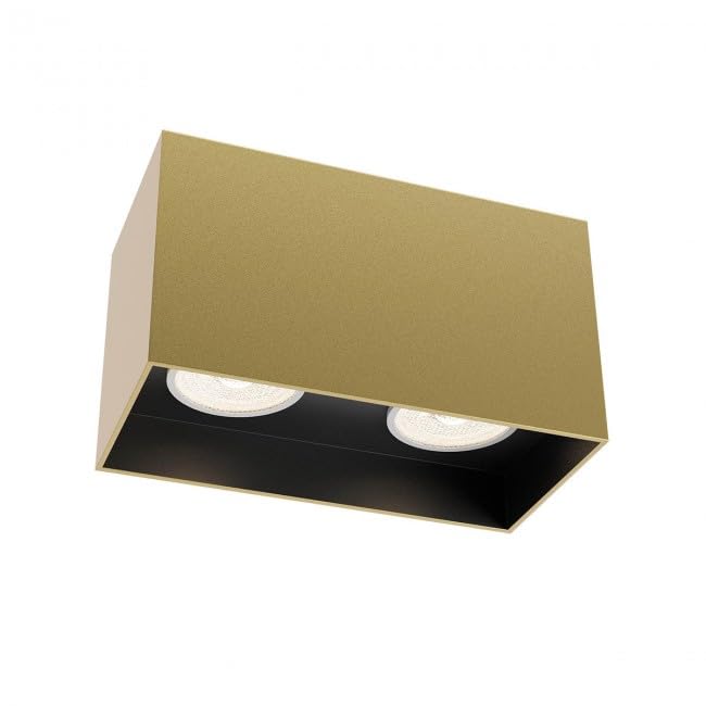 Plafonnier design moderne rectangulaire or 2 lumières pour illuminer efficacement le salon