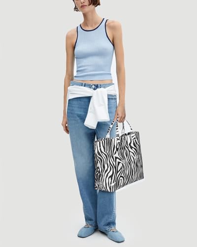 Image of Lushandy PVC Tote Bag Women's Plastic Tote Purse Large Letters Print Hobo Handbag for Work, Beach, Gift (Zebra Print)