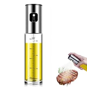 REZSOVEE Oliesprayer fles, 100 ml oliesproeier, dressing spray grilling olijfolie glazen fles, voor keuken, koken, salade, brood, bakken BBQ