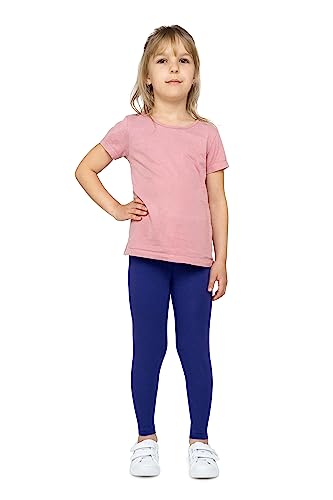 looksy Leggings para niñas Tela de algodón Transpirable hasta el Tobillo sólidos clásicos y Vivos Ropa Deportiva para niños Baile Escolar Ropa Diaria Violeta 5 años (110 cm)