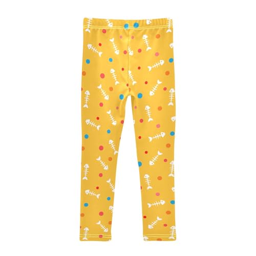 Toddler Girls Leggings Full Length Pants Fish Bones Colored Spots Active Leggings for Girls 6T2