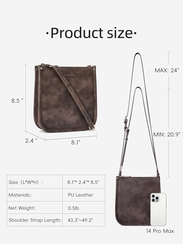 WESTBRONCO Crossbody Bag for Women Vegan Leather Wallet Purses Satchel Shoulder Bags Small Size3