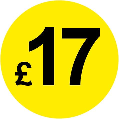 Permanent Adhesive - Black & Yellow 30mm Price Stickers/Labels from £5.45 to £17, 5000, £17 — image 1
