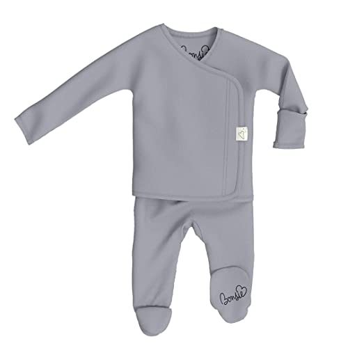 Image of Bonsie Skin to Skin Babywear Footie - Gray Baby Footed Bodysuit - Fog