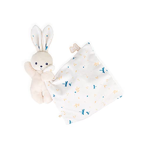 KALOO - Carré Douceur - Doudou Lapin Blanc Délicat - Peluche Bébé - Carré 18 x 18 cm Blanc - Matières Ecoresponsables - Boîte Cadeau FSC - dès la Naissance, K972000