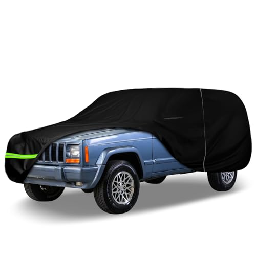 Waterproof Car Cover Compatible with 1983-2001 Jeep Cherokee XJ Accessories, 210T All Weather Car Covers with Inner Cotton for Dust Snow Rain Hail Protection