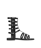 BOSANOVA Sandalias estilo romanas con suela plana confeccionadas con múltiples tiras y detalle de tachas plateadas decorativas. Cierre con cremallera lateral. Calzado para mujer NEGRO 37