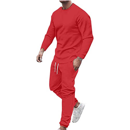 Track Suit for Men Set Athletic Jogging Sweatsuit Casual Crewneck Sweatshirts Pullover and Pants 2 Piece Outfits