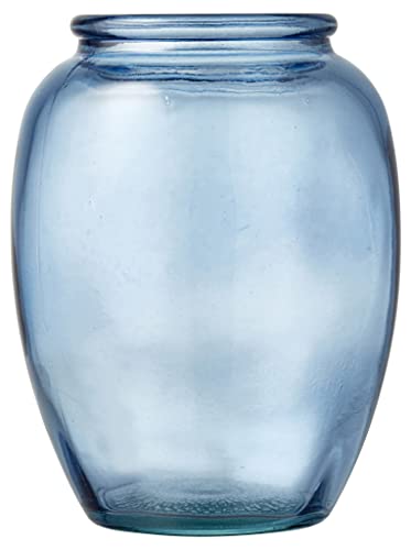 BITZ Kusintha Jarrón decorativo de cristal reciclado, altura 13 cm, color azul