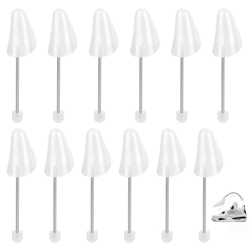 Axincardarm 6 Pairs Plastic Shoe Trees Adjustable Plastic Shoe Shaper with Flexible Spring White Shoe Stretchers for UK 6-9.5/EU 39-46​