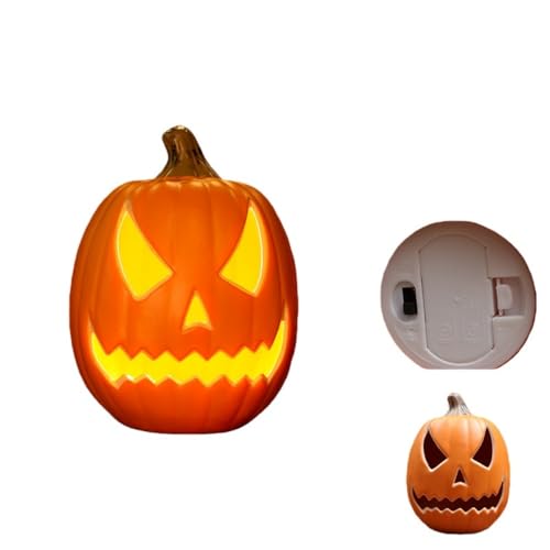 YQWハロウィン 装飾 かぼちゃ 置物 1個組 シミュレーションパンプキン カボチャ 感謝祭 小道具 LEDライト 電池式 電池は付属していません (ハロウィン 怒った目付きパンプキンバケツ 11.5インチ)