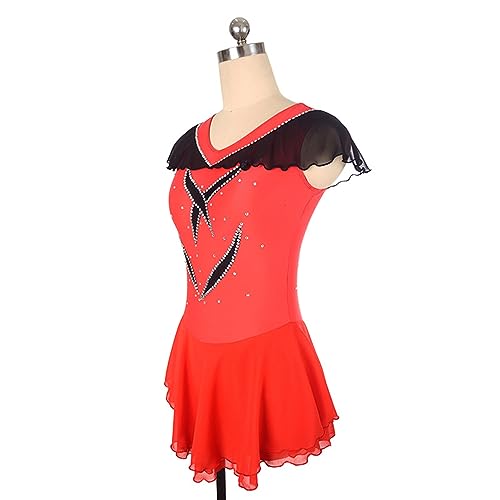 Vestido de patinação artística, strass brilhante de emenda de duas cores Competição de patinação art